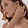 imageBirthstone Bracelet for Women 925 Sterling Silver Dainty Princess Cut Link Bracelet Jewelry Gifts for Her05 May  Emerald
