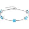 imageBirthstone Bracelet for Women 925 Sterling Silver Dainty Princess Cut Link Bracelet Jewelry Gifts for Her03 March  Aquamarine