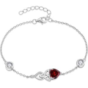 imageInfinity Celtic Knot Bracelet 925 Sterling Silver Birthstone Bracelet Irish Jewelry Gifts for Women01 January  Garnet