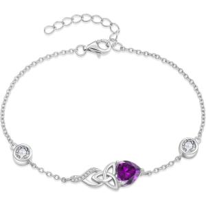 imageInfinity Celtic Knot Bracelet 925 Sterling Silver Birthstone Bracelet Irish Jewelry Gifts for Women02 February  Amethyst
