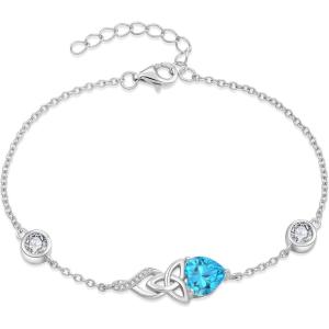 imageInfinity Celtic Knot Bracelet 925 Sterling Silver Birthstone Bracelet Irish Jewelry Gifts for Women03 March  Aquamarine