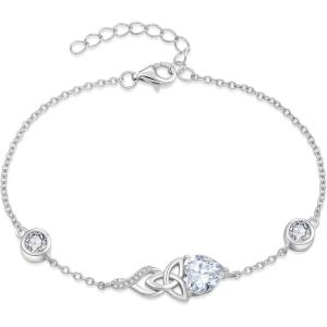 imageInfinity Celtic Knot Bracelet 925 Sterling Silver Birthstone Bracelet Irish Jewelry Gifts for Women04 April  Simulated Diamond