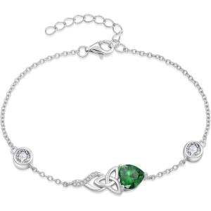 imageInfinity Celtic Knot Bracelet 925 Sterling Silver Birthstone Bracelet Irish Jewelry Gifts for Women05 May  Emerald