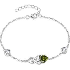 imageInfinity Celtic Knot Bracelet 925 Sterling Silver Birthstone Bracelet Irish Jewelry Gifts for Women08 August  Peridot