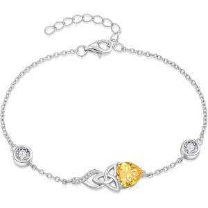 imageInfinity Celtic Knot Bracelet 925 Sterling Silver Birthstone Bracelet Irish Jewelry Gifts for Women11 November  Citrine