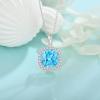 imageBirthstone Necklace for Women 925 Sterling Silver Princess Cut Halo Necklace Pendant Jewelry Gifts for Her03 March  Aquamarine