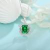 imageBirthstone Necklace for Women 925 Sterling Silver Princess Cut Halo Necklace Pendant Jewelry Gifts for Her05 May  Emerald