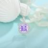 imageBirthstone Necklace for Women 925 Sterling Silver Princess Cut Halo Necklace Pendant Jewelry Gifts for Her06 June  Alexandrite