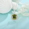 imageBirthstone Necklace for Women 925 Sterling Silver Princess Cut Halo Necklace Pendant Jewelry Gifts for Her08 August  Peridot