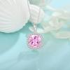 imageBirthstone Necklace for Women 925 Sterling Silver Princess Cut Halo Necklace Pendant Jewelry Gifts for Her10 October  Pink Tourmaline
