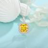 imageBirthstone Necklace for Women 925 Sterling Silver Princess Cut Halo Necklace Pendant Jewelry Gifts for Her11 November  Citrine