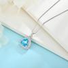 imageBirthstone Necklace for Women 925 Sterling Silver Triangle Halo Pendant Necklace Jewelry for Her03 March  Aquamarine