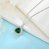 imageBirthstone Necklace for Women 925 Sterling Silver Triangle Halo Pendant Necklace Jewelry for Her05 May  Emerald