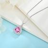 imageBirthstone Necklace for Women 925 Sterling Silver Triangle Halo Pendant Necklace Jewelry for Her10 October  Pink Tourmaline