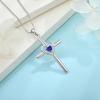 imageCross Necklace for Women 925 Sterling Silver Heart Birthstone Pendant Necklace Crucifix Religious Gemstone Jewelry Gift for Women Her Mom Wife Daughter12 December  Tanzanite