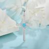 imageCross Necklace for Women 925 Sterling Silver Heart Birthstone Pendant Necklace Crucifix Religious Gemstone Jewelry Gift for Women Her Mom Wife Daughter03 March  Aquamarine