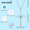imageCross Necklace for Women 925 Sterling Silver Heart Birthstone Pendant Necklace Crucifix Religious Gemstone Jewelry Gift for Women Her Mom Wife Daughter03 March  Aquamarine