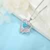 imageHeart Butterfly Necklace for Women 925 Sterling Silver Heart Pendant with Birthstone Jewelry for Women Her Mom Wife03 March  Aquamarine