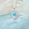 imageHeart Butterfly Necklace for Women 925 Sterling Silver Heart Pendant with Birthstone Jewelry for Women Her Mom Wife03 March  Aquamarine