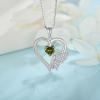 imageHeart Butterfly Necklace for Women 925 Sterling Silver Heart Pendant with Birthstone Jewelry for Women Her Mom Wife08 August  Peridot