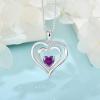 imageLove Heart Necklace for Women 925 Sterling Silver Birthstone Pendant Necklace Dainty Jewelry for Women Her Wife Mom02 February  Amethyst