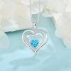 imageLove Heart Necklace for Women 925 Sterling Silver Birthstone Pendant Necklace Dainty Jewelry for Women Her Wife Mom03 March  Aquamarine