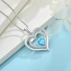 imageLove Heart Necklace for Women 925 Sterling Silver Birthstone Pendant Necklace Dainty Jewelry for Women Her Wife Mom03 March  Aquamarine