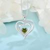 imageLove Heart Necklace for Women 925 Sterling Silver Birthstone Pendant Necklace Dainty Jewelry for Women Her Wife Mom08 August  Peridot