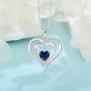 imageLove Heart Necklace for Women 925 Sterling Silver Birthstone Pendant Necklace Dainty Jewelry for Women Her Wife Mom09 September  Sapphire