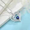 imageLove Heart Necklace for Women 925 Sterling Silver Birthstone Pendant Necklace Dainty Jewelry for Women Her Wife Mom09 September  Sapphire