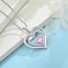 imageLove Heart Necklace for Women 925 Sterling Silver Birthstone Pendant Necklace Dainty Jewelry for Women Her Wife Mom10 October  Pink Tourmaline
