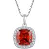 imageBirthstone Necklace for Women 925 Sterling Silver Princess Cut Halo Necklace Pendant Jewelry Gifts for Her01 January  Garnet