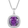 imageBirthstone Necklace for Women 925 Sterling Silver Princess Cut Halo Necklace Pendant Jewelry Gifts for Her02 February  Amethyst