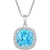 imageBirthstone Necklace for Women 925 Sterling Silver Princess Cut Halo Necklace Pendant Jewelry Gifts for Her03 March  Aquamarine