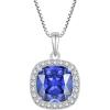 imageBirthstone Necklace for Women 925 Sterling Silver Princess Cut Halo Necklace Pendant Jewelry Gifts for Her12 December  Tanzanite