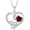 imageCeltic Knot Necklace 925 Sterling Silver Love Heart Trinity Knot Pendant Irish Good Luck Necklace Birthstone Jewelry for Women01 January  Garnet