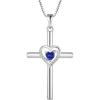 imageCross Necklace for Women 925 Sterling Silver Heart Birthstone Pendant Necklace Crucifix Religious Gemstone Jewelry Gift for Women Her Mom Wife Daughter12 December  Tanzanite