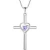 imageCross Necklace for Women 925 Sterling Silver Heart Birthstone Pendant Necklace Crucifix Religious Gemstone Jewelry Gift for Women Her Mom Wife Daughter06 June  Alexandrite