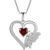 imageHeart Butterfly Necklace for Women 925 Sterling Silver Heart Pendant with Birthstone Jewelry for Women Her Mom Wife01 January  Garnet
