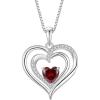 imageLove Heart Necklace for Women 925 Sterling Silver Birthstone Pendant Necklace Dainty Jewelry for Women Her Wife Mom01 January  Garnet
