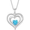 imageLove Heart Necklace for Women 925 Sterling Silver Birthstone Pendant Necklace Dainty Jewelry for Women Her Wife Mom03 March  Aquamarine