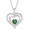 imageLove Heart Necklace for Women 925 Sterling Silver Birthstone Pendant Necklace Dainty Jewelry for Women Her Wife Mom05 May  Emerald