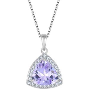 imageBirthstone Necklace for Women 925 Sterling Silver Triangle Halo Pendant Necklace Jewelry for Her06 June  Alexandrite
