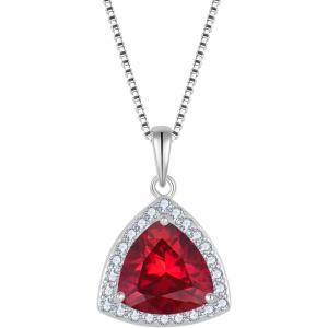 imageBirthstone Necklace for Women 925 Sterling Silver Triangle Halo Pendant Necklace Jewelry for Her07 July  Ruby