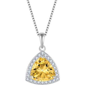 imageBirthstone Necklace for Women 925 Sterling Silver Triangle Halo Pendant Necklace Jewelry for Her11 November  Citrine