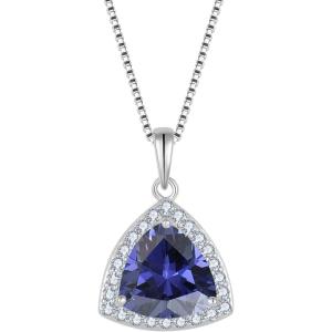 imageBirthstone Necklace for Women 925 Sterling Silver Triangle Halo Pendant Necklace Jewelry for Her12 December  Tanzanite