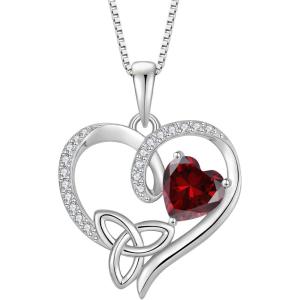 imageCeltic Knot Necklace 925 Sterling Silver Love Heart Trinity Knot Pendant Irish Good Luck Necklace Birthstone Jewelry for Women01 January  Garnet