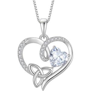 imageCeltic Knot Necklace 925 Sterling Silver Love Heart Trinity Knot Pendant Irish Good Luck Necklace Birthstone Jewelry for Women04 April  Simulated Diamond