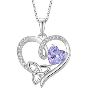 imageCeltic Knot Necklace 925 Sterling Silver Love Heart Trinity Knot Pendant Irish Good Luck Necklace Birthstone Jewelry for Women06 June  Alexandrite