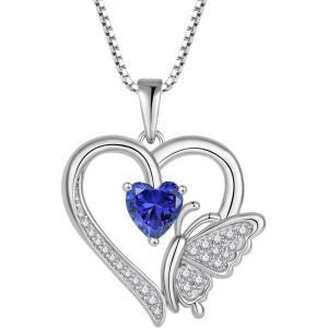 imageHeart Butterfly Necklace for Women 925 Sterling Silver Heart Pendant with Birthstone Jewelry for Women Her Mom Wife12 December  Tanzanite